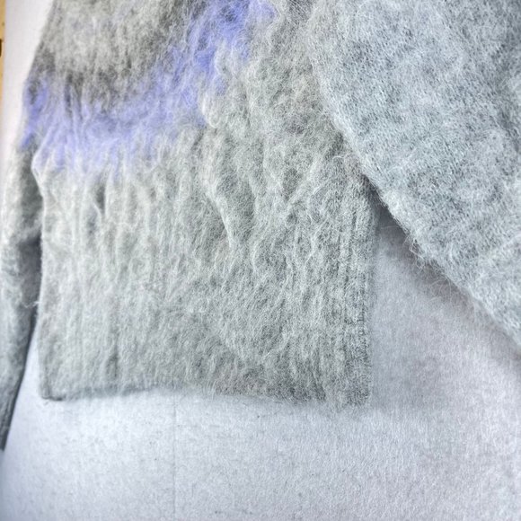 BANANA REPUBLIC Womens S Fair Isle Gray Mutli Alpaca Soft Funnel Neck Sweater - Picture 10 of 12